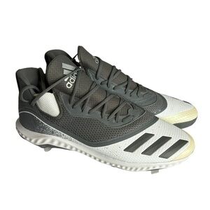 NWT ADIDAS ICON V Bounce Spike Cleats Gray White Baseball Shoes Mens Sz 17